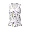 thumbnail image 4 of Xecao Lavender Flowers print women's scoop neck, loose-fit workout tank tops for the gym., 4 of 9