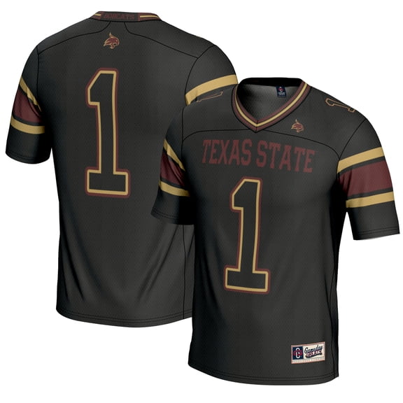 Youth GameDay Greats #1 Black Texas State Bobcats Endzone Football Jersey
