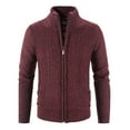 thumbnail image 3 of Lyinloo Mens Zip Up Knitted Cardigan Thick Sweater Stand Collar Fleece Lined Warm, 3 of 4