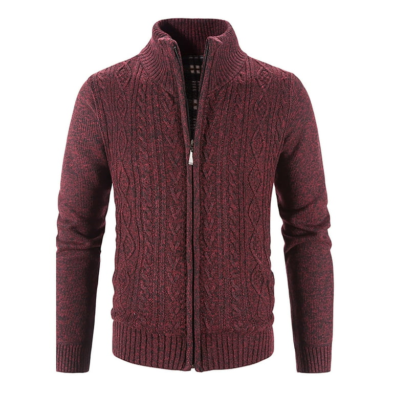 Mens cardigan jacket jumper knit pullover coat long sleeve sweater clearance