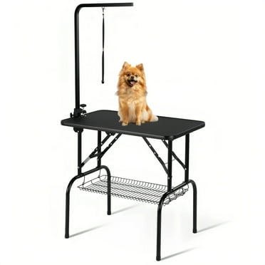 Naipo 32" Dog Grooming Table Foldable, 300lbs Capacity Portable Adjustable Grooming Table for Dogs at Home, with Arm/Nooses/Mesh Tray/Non-Slip Surface