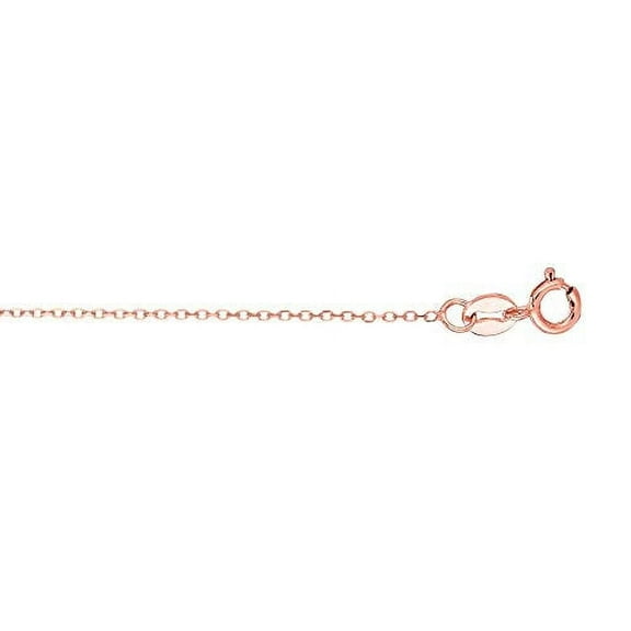 JewelStop 14k Rose Gold Light Thin Dainty 0.9 mm Diamond-cut Classic Cable Chain, Spring Ring Clasp - 20 Inches