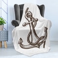 thumbnail image 4 of Vintage Nautical Tattoo Soft Flannel Fleece Throw Blanket, Engraving Look Sketch Anchor Rope Maritime Pattern, Cozy Plush for Indoor and Outdoor Use, 50" x 70", Chocolate and White, by Ambesonne, 4 of 5