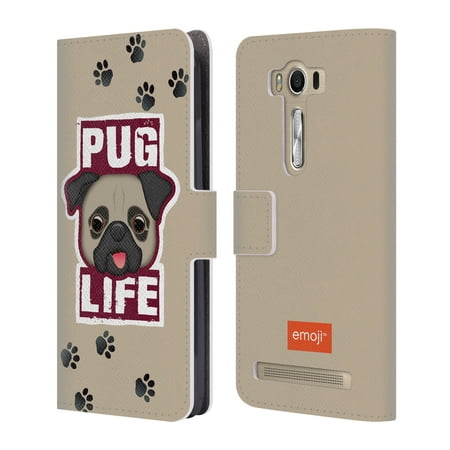 OFFICIAL EMOJI DOGS LEATHER BOOK WALLET CASE COVER FOR ASUS ZENFONE (Best Home Phone Options)