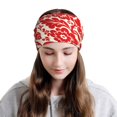 thumbnail image 5 of KLL Flowers Red Beige Pirnt Wicking Running Beanie Head Wrap Cycling Bandana for Men Women, 5 of 8