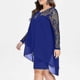 thumbnail image 1 of Fashion Women Casual Plus Size Sheer Lace Sleeve High Low Hem O-Neck Swing Dress 240561, 1 of 4