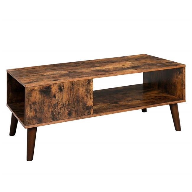 Benzara BM197494 Rustic Wooden Coffee Table with Angled Legs & Storage
