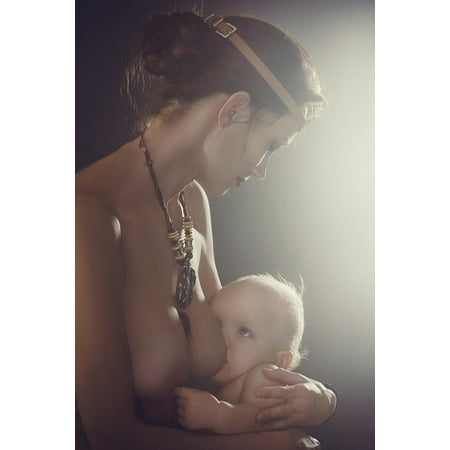 Canvas Print Girl Feeding Madonna Breast Baby Milk Lady Stretched Canvas 32 x