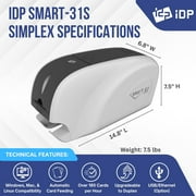 IDP SMART-31S ID Card Printer Bundle: Includes Printer, Color Ribbon, 100 Cards, Software and USB Web Camera (23 sec/card YMCKO) (5 sec/card Mono) (300 dpi) (USB)