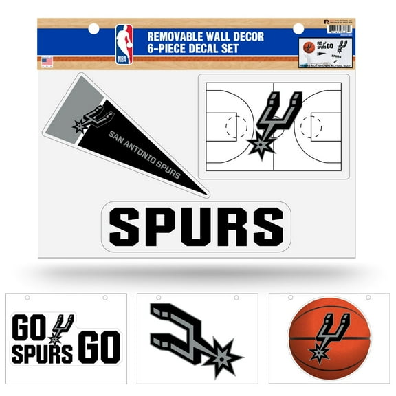 San Antonio NBA Spurs Set of 6 Removable Wall Decal Stickers