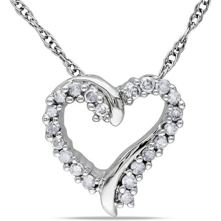 Miabella Diamond Accent 10kt White Gold Heart Pendant, 17