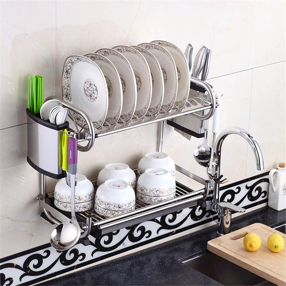 Dish Drying Rack, Chromeplated Stainless Steel 2Tier Dish Rack