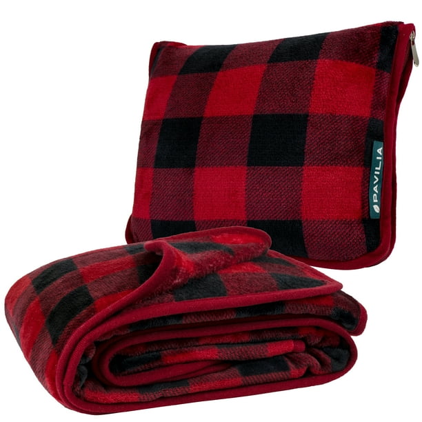 PAVILIA Travel Blanket and Pillow Warm Soft Fleece 2IN1 Combo
