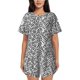 thumbnail image 1 of Balery Weave Geometric Conjunto de Pijama para Mujer con Estampado, Dos Piezas de Manga Corta y Shorts, Ropa de Dormir Suave con Cuello Redondo y Bolsillos-3X-Large, 1 of 6