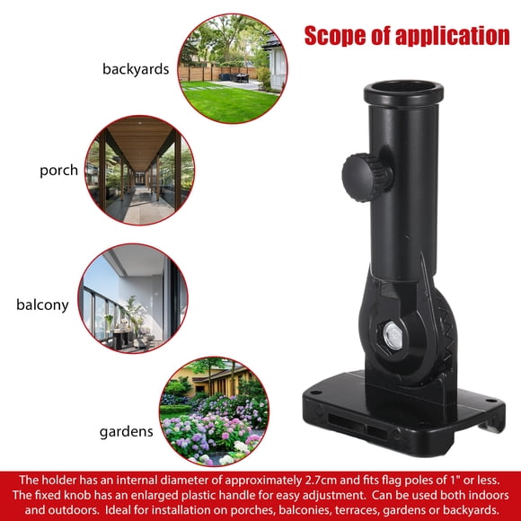 Bewildely Soporte de montaje para mástil de bandera, fácil instalación, materiales, amplia gama de aplicaciones, soporte para mástil de Jardín y Patio Negro