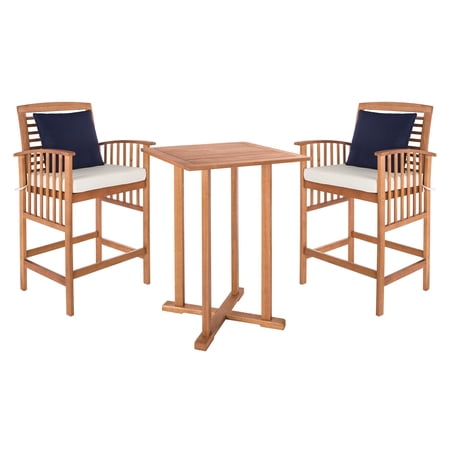 Safavieh Pate 3-Piece Eucalyptus Wood Bistro Set in Natural and Beige