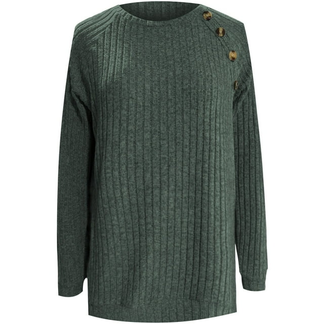 Chandail en Molleton Grande Taille pour Femmes Manches Longues Fendu Ourlet Automne Hiver Col Rond Épaule Tombante Coupe Ample Tunique Confortable