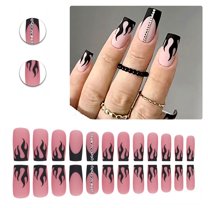 RAGUPEL 24Pcs Glue on Nails for Women,Diamond-Accented Coffin Press on Nails,Matte Finish Press on Nail,Cute Nails for Daily Life,Dating and Gatherings,Style2