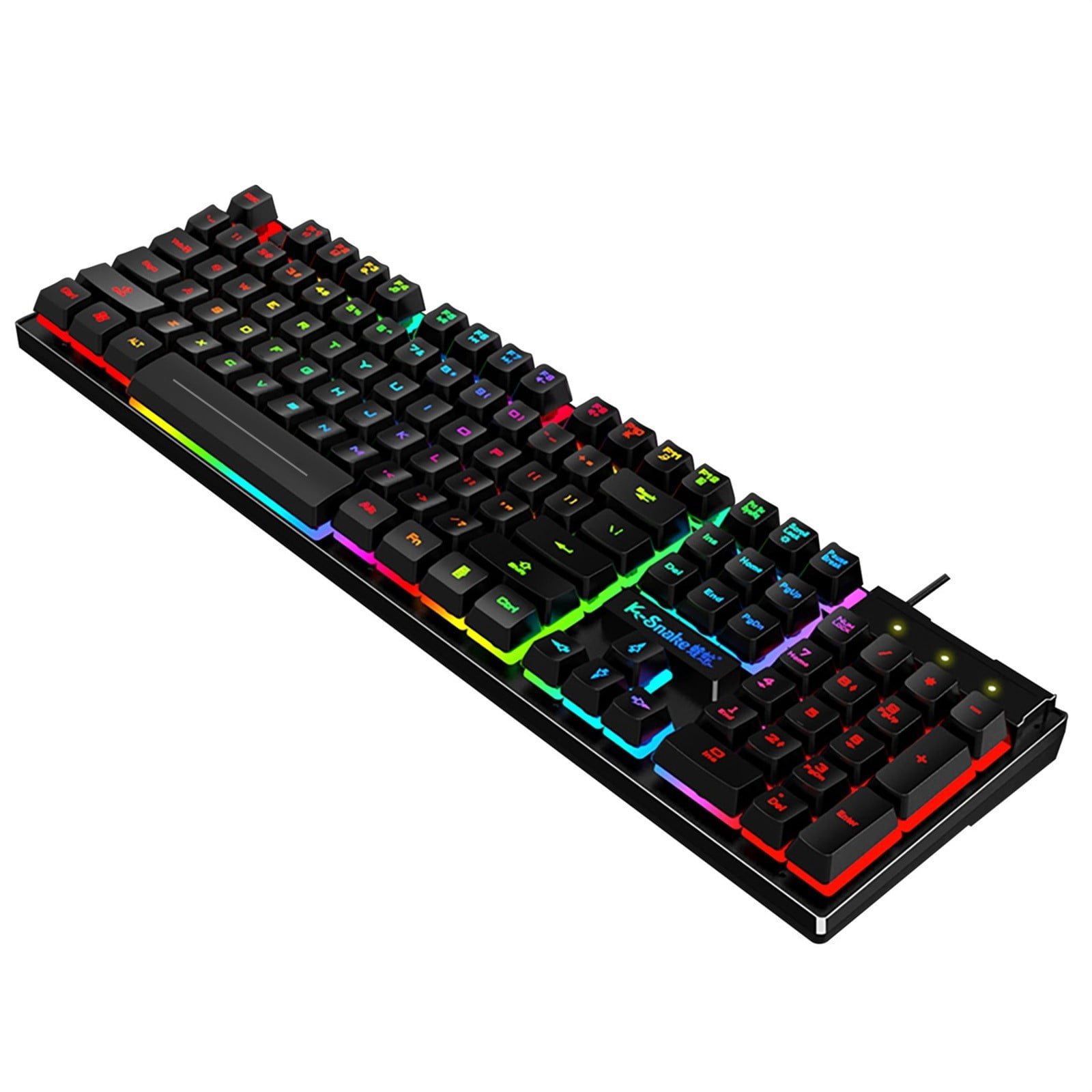 Godom USB Wired Gaming Keyboard With Rainbow LED Backlight Silent Floating Keys Mechanical Feel Keyboard Ergonomic For Office And Gaming