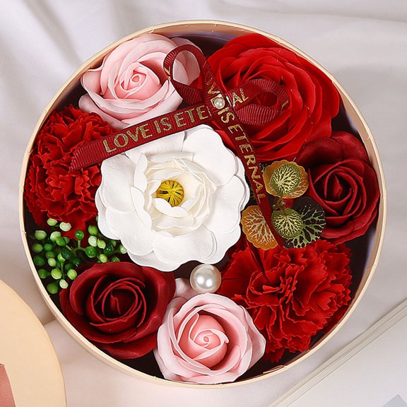 Xihbxyly Ramo de Rosas de Jabón, Caja de Regalo Diy, Rosas de Jabón de Larga Duración, Sin Espinas Ni Polen, Decoración Romántica para El Baño, Boda, San Valentín, Día de La Madre, Tamaño 16,5 X 16,5
