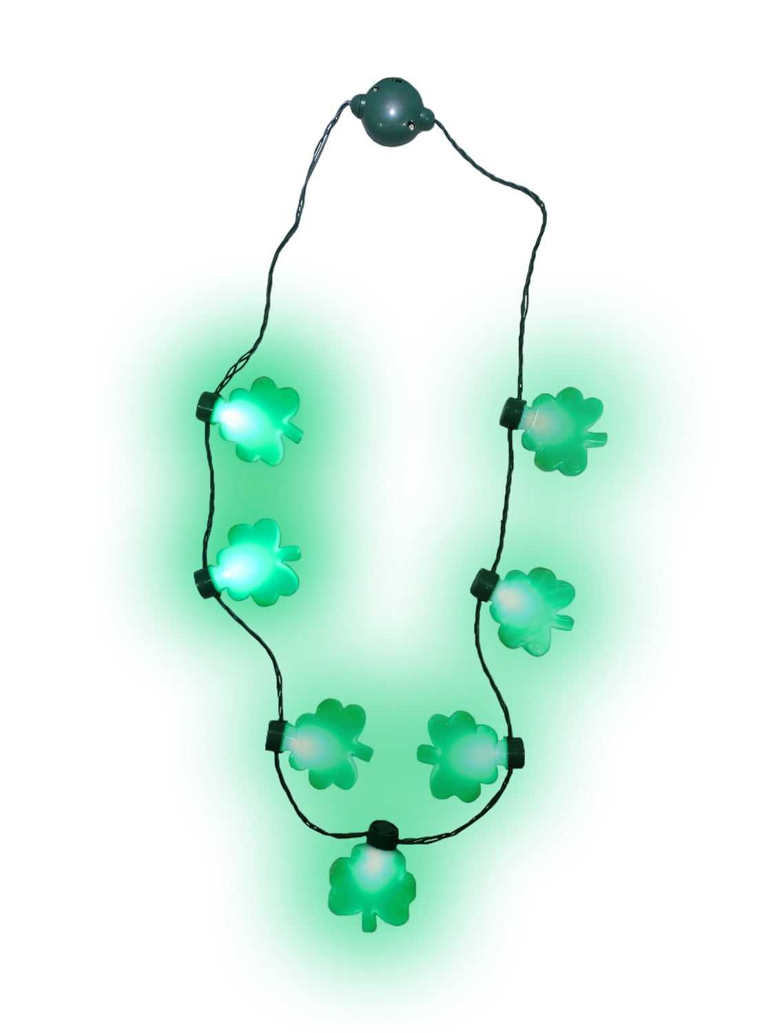 St Patrick's Day Shamrock LED Flashing Bulb Necklace Glow Clover Party Novelty
