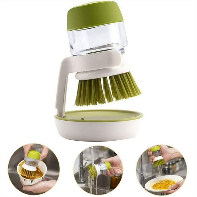 Dish Scrub Brush Kitchen Washing Brush With Soap Dispenser For Cleaning Pan Pot Sink