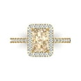 thumbnail image 2 of 1.86ct emerald cut brown natural morganite 18k yellow gold halo Bridal Wedding Engagement Promise Anniversary Ring for Women size 7.75, 2 of 7