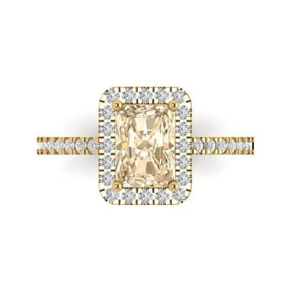 Halo Engagement Ring for Women - 1.86ct Natural Morganite in 14K Yellow Gold Promise Ring