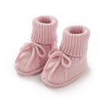thumbnail image 4 of Huowey Walking Shoes Girl Boy Knit Cute Bow Tie Shoes Soft Sole Floor Sneakers Fall Winter Warmth Lovely Footwear,Light Pink,0-3 Months, 4 of 4