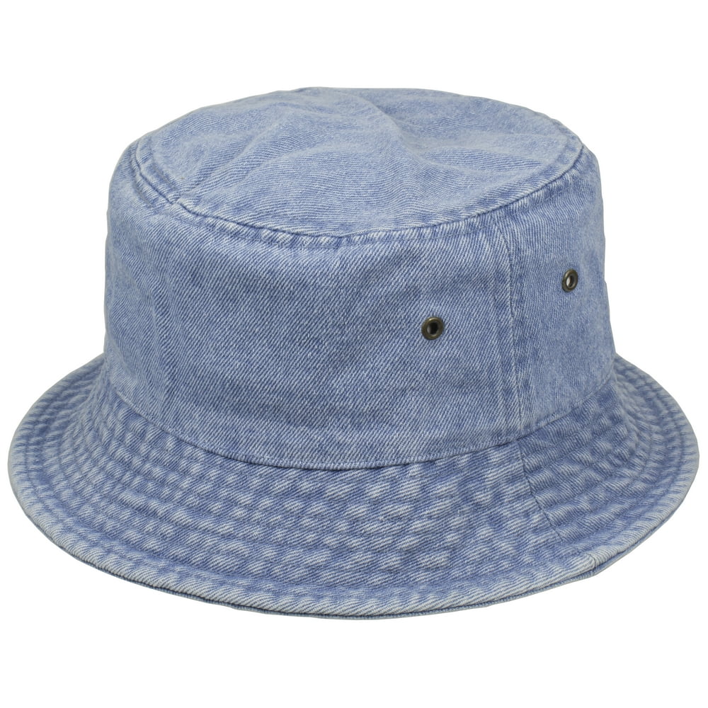 Gelante Bucket Hat 100% Cotton Packable Summer Travel Cap. Denim Blue-S ...