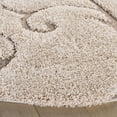thumbnail image 4 of SAFAVIEH Florida Doug Floral Vines Geometric Shag Area Rug, Cream/Beige, 9' x 9' Round - Large - Transitional Modern Design, Cream & Beige, Non-Shedding & Easy Cleaning, Ultra Plush Thick Pile, Ideal, 4 of 14