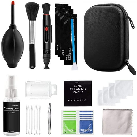 29PCS Professional Camera Cleaning Kit (with Waterproof Case), Including Cleaning Solution/ 5 APS- Cleaning Swabs//Air Blower/Cleaning Cloth for DSLR Cameras (, Nikon, Sony)