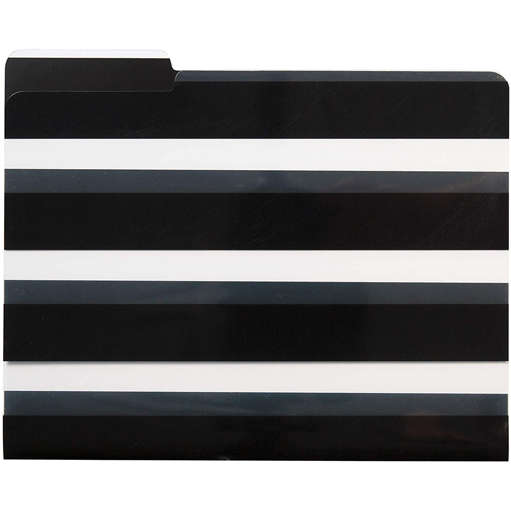 JAM File Folders, Black Striped, 11.6 x 9.5, 9 Per Pack