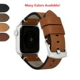 thumbnail image 2 of Bandini Mens Leather Band for Apple Watch Band 44mm 45mm 42mm 41mm 40mm 38mm 49mm for Men, Distressed Leather for Apple Watch Ultra Band & Series 9 8 7 6 5 4 3 2 SE & iWatch - Black Distressed / Gold, 2 of 8