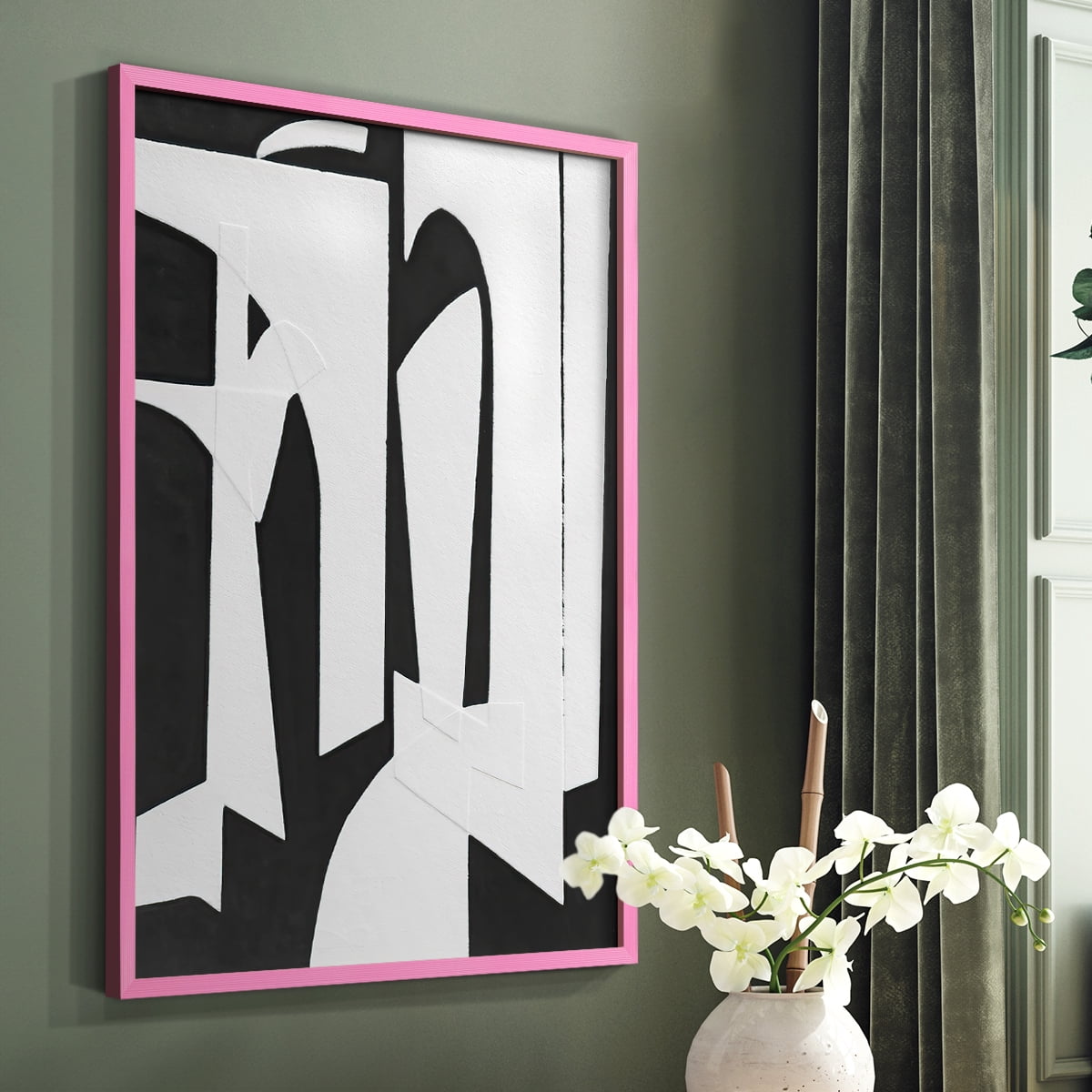 Spanish Arches II Framed Print in Pink Solid Wood Framed Print No Nail Hanging