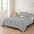 thumbnail image 2 of Twin XL Quilt Set 68''x98'', Gray Striped Lightweight Summer Bedspread Coverlet Set with 2 Pillow Shams, Modern Abstract Art Geometric Stripes Breathable All Season Quilt Bedding for Dorm/Guest Room, 2 of 9