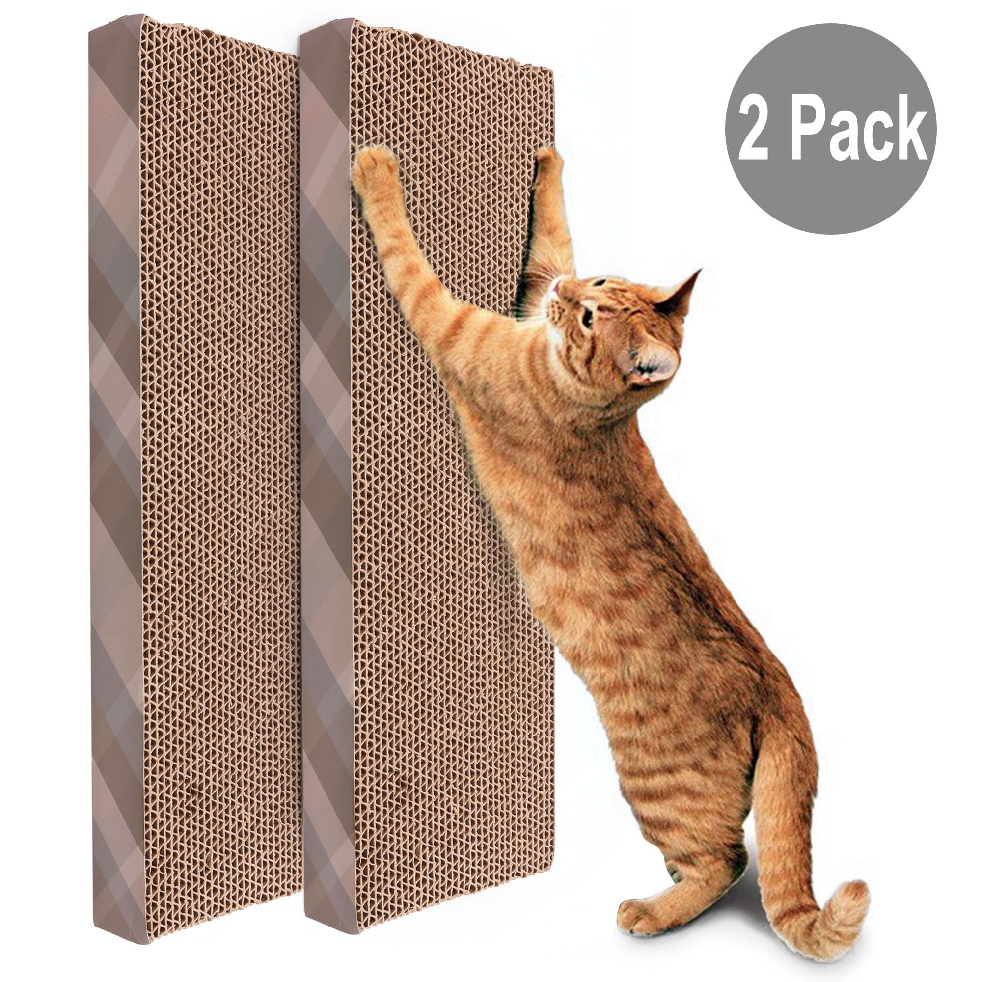 ScratchMe Cat Scratching Post Lounge Bed Durable Recycle Pad Toy Prevents Furniture Damage Round Shape Cat Scratcher Cardboard Board Pads with Catnip