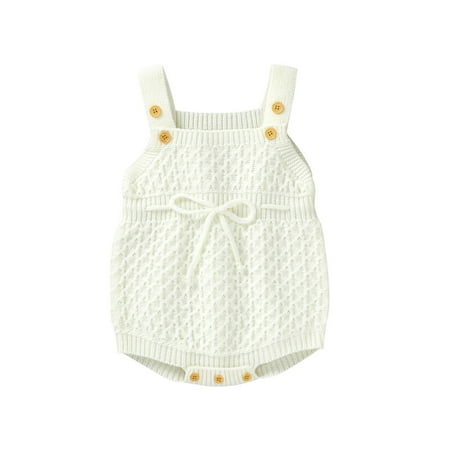 

Penkiiy Newborn Baby Girls Boys Winter Knit Outwear Vest Ruffle Sweater Romper Bodysuit kids Baby Easter Romper 6-12 Months White on Sale