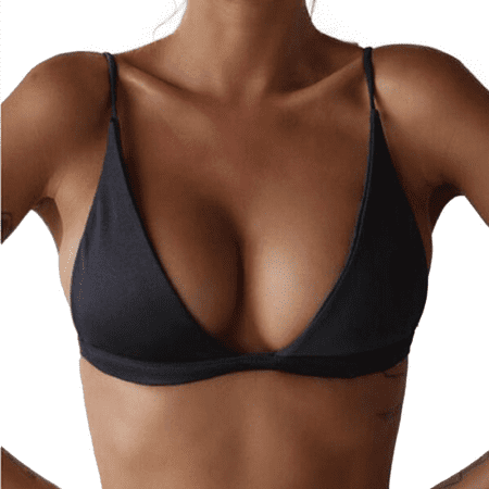 Fulorrnie Bras for Women Comfort No Underwire Support Bralette Triangle Plunge Wirefree Stretchable Bra Black M