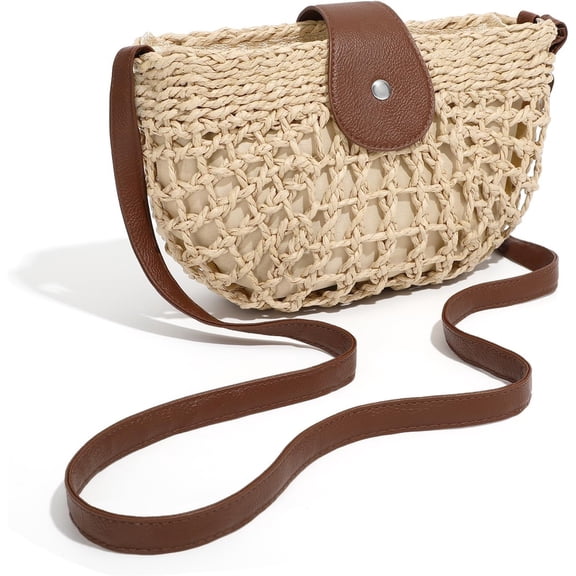 Straw Bag Beach Purse Summer Purses for Women Vacation Handbags Woven Crossbody Bags Straw Shoulder Bag