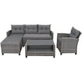 thumbnail image 4 of Patiojoy 4PCS Patio Rattan Furniture Set Outdoor Wicker Sofa Loveseat Set w/Extra Cushion Gray, 4 of 6