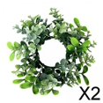 thumbnail image 1 of 2x Anillo de Vela, Decoración de Corona de Hojas de Eucalipto Artificiales, Centro de Mesa de 9,8 ", Corona Pequeña Bohemia para Puerta de Boda de Pas 2 piezas, 1 of 10