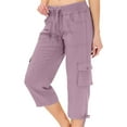 thumbnail image 2 of DDAPJ pyju Women's Cargo Capri Pants Lightweight Quick Dry Hiking Pants Summer Travel Casual Capris with Multi Pockets Purple S, 2 of 8