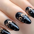thumbnail image 6 of 24Pieces Middle Length Almond Shape False Nails with Black Cats Designs for Women Personalizing Nails Art, 6 of 8