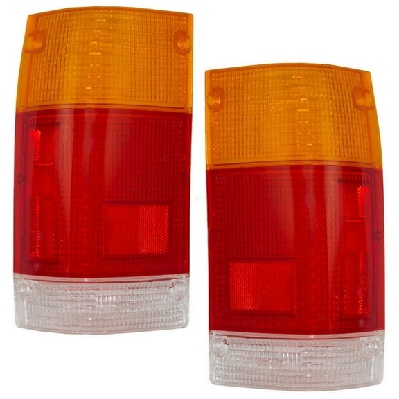 For 1986-1987 Mazda B2000 Tail Light Lens Driver and Passenger Side Pair Plastic Amber, Clear, Red Replacement For MA2808102   MA2809102 | UB39-51-162A