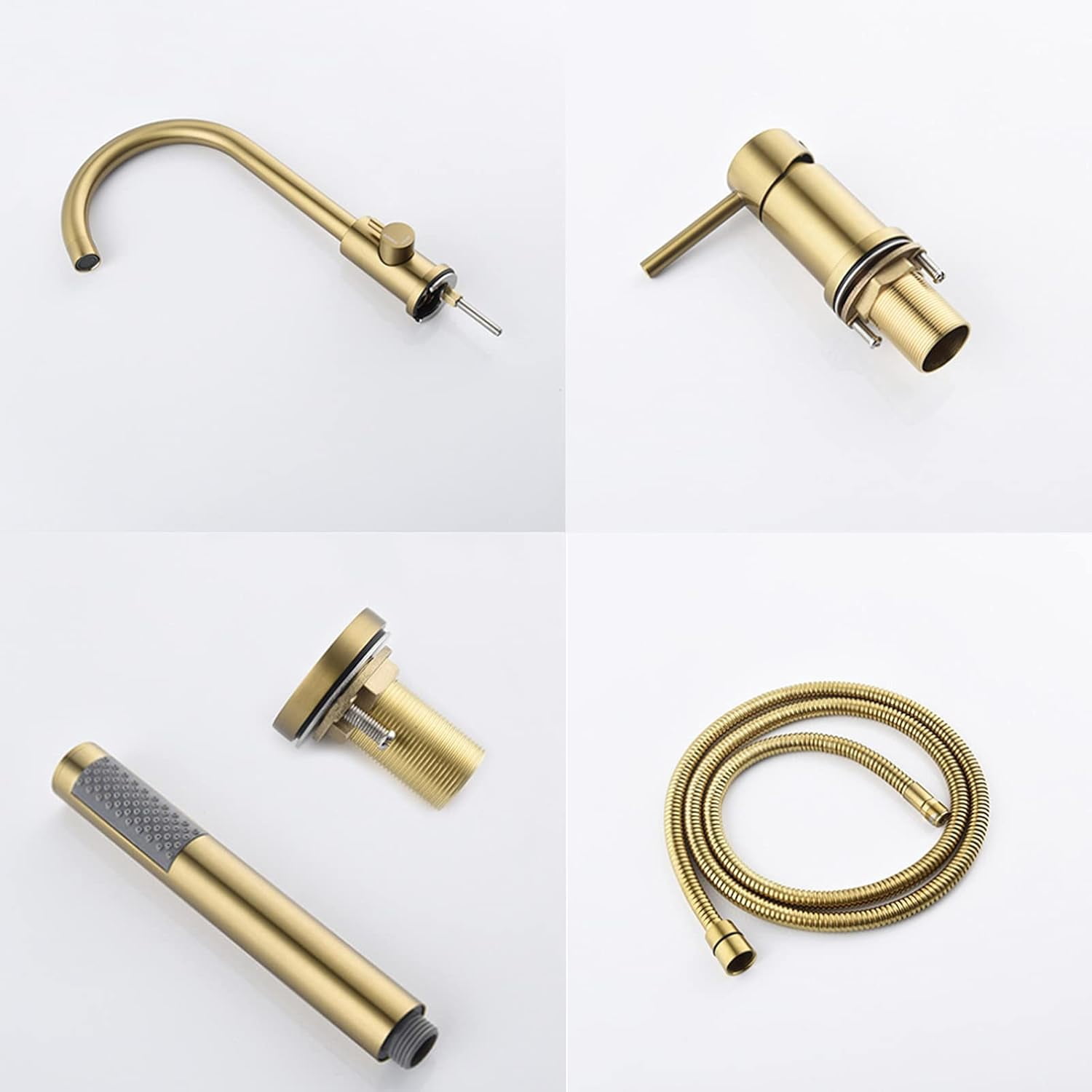 Split Bathtub Faucet, Three-Piece Basin Faucet, Cylinder Side Type Hot and Cold Water Mixer Tap, All Copper Round Single Handle Faucet Bathroom Shower,Black