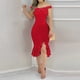 thumbnail image 1 of mfyjkho Vestidos para mujer, Vestido informal de mujer con un hombro descubierto, decoración de perlas, dobladillo con volantes irregulares y estampado de nalgas lisas Vestidos festivos xl, 1 of 6