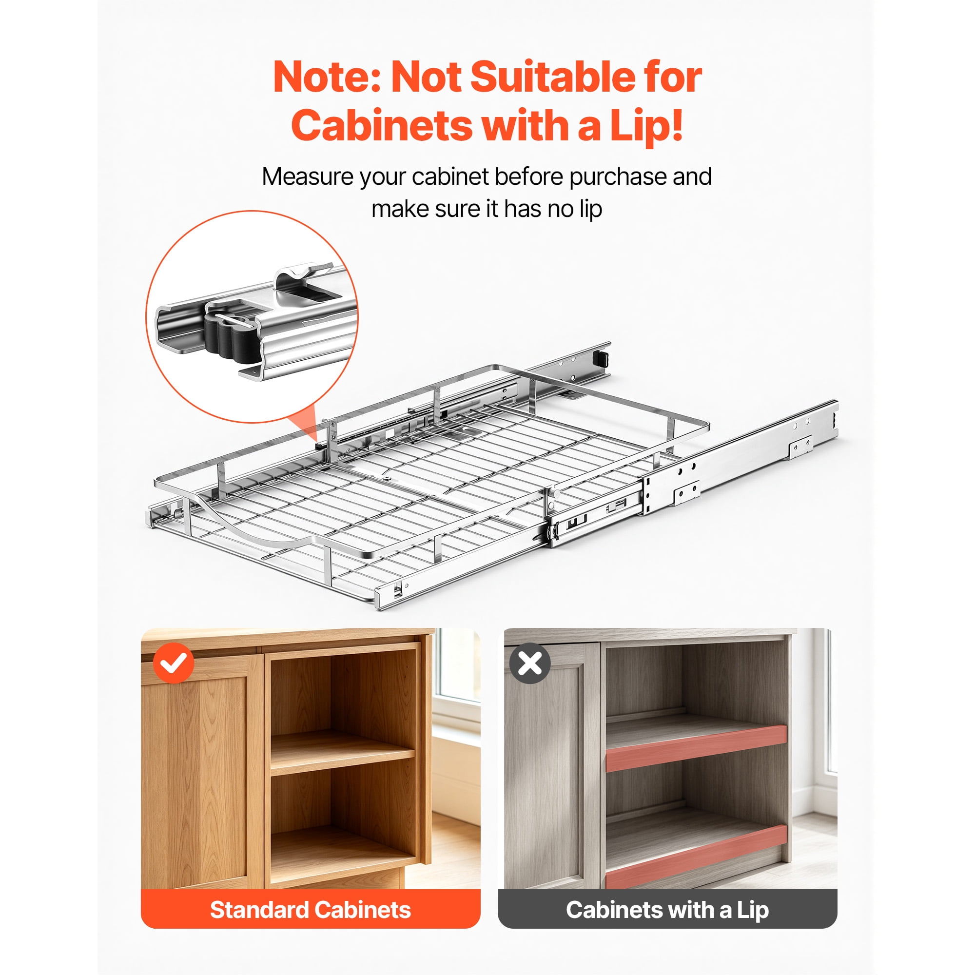 KFFKFF Steel Pull-Out Cabinet Organizer 14.06"W x 20.94"D, Slide-Out Drawers for Kitchen, Bathroom, Pantry, and Home Storage, Chrome-Plated Finish, Durable Sliding Shelves for Base Cabinets