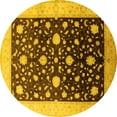 thumbnail image 1 of Ahgly Company Machine Washable Indoor Round Oriental Yellow Traditional Area Rugs, 7' Round, 1 of 4
