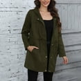thumbnail image 4 of Htigea Women's Long Hooded Jackets Drawstring Waist Windbreaker Coats Lightweight Fall Outdoor Jacket with Pockets Army Green S, 4 of 6